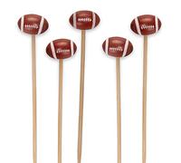 BambooMN 5.9" (15cm) Decorative Sports Ball End Bamboo Cocktail Fruit Sandwich Picks Skewers for Catered Events, Holiday's, Restaurants or Buffets Party Supplies, Football, 1,000 pcs