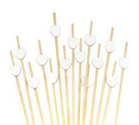BambooMN 5.9" (15cm) Decorative White Heart Bamboo Cocktail Fruit Sandwich Picks Skewers for Catered Events, Holiday's, Restaurants or Buffets Party Supplies, 100 Pieces