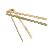 BambooMN 6.3" (16cm) Mini Bamboo Disposable Tongs - Toast Tongs - 100 pcs