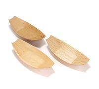 BambooMN 6" x 2.75" (15.24cm x 7cm) Premium Bamboo Leaf Boat, All Natural and Disposable Compstable for Catering and Home Use, 100 Pieces