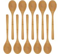 BambooMN 8" Reusable Solid Bamboo Deluxe Dinner Spoon - Dining Flatware - Kitchen Utensils - 10 pcs