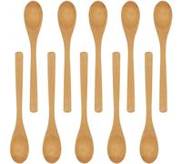 BambooMN 8" Reusable Solid Bamboo Standard Dinner Spoon - Dining Flatware - Kitchen Utensils - 10 pcs