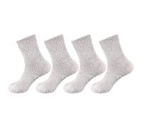 BambooMN Adult Super Soft Feather Light Cozy Fun Home Socks - 4 Pair Value Pack - Grey - Medium (UK Size 2-8)
