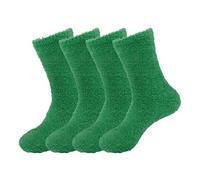BambooMN Adult Super Soft Feather Light Cozy Fun Home Socks - 4 Pair Value Pack - Leafy Green - Medium (UK Size 2-8)