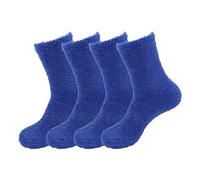 BambooMN Adult Super Soft Feather Light Cozy Fun Home Socks - 4 Pair Value Pack - Oceans Blue - X-Large (UK Size 8-11)