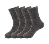 BambooMN Adult Super Soft Feather Light Cozy Fun Home Socks - 4 Pair Value Pack - Rail Road Grey - Medium (UK Size 2-8)