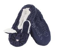 BambooMN Adult Super Soft Warm Cozy Animal Slippers Non-Slip Lined Socks, 1 Pair, Blue Rabbit, Medium (UK Size 4-5)