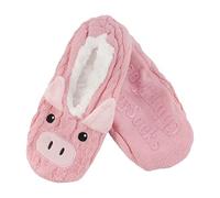 BambooMN Adult Super Soft Warm Cozy Animal Slippers Non-Slip Lined Socks, 1 Pair, Pink Pig, Small (UK Size 2-3)