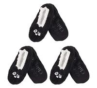 BambooMN Adult Super Soft Warm Cozy Animal Slippers Non-Slip Lined Socks, 3 Pairs, Panda, X-Large