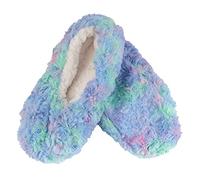 BambooMN Adult Super Soft Warm Cozy Fuzzy Soft Touch Sleeper Slippers Non-Slip Lined Socks - Carribean Waves - Medium (UK Size 4-5)