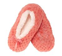 BambooMN Adult Super Soft Warm Cozy Fuzzy Soft Touch Sleeper Slippers Non-Slip Lined Socks - Coral - Medium (UK Size 4-5)