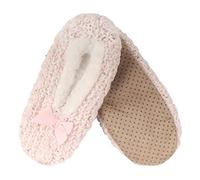BambooMN Adult Super Soft Warm Cozy Fuzzy Soft Touch Sleeper Slippers Non-Slip Lined Socks, Furry 03 Pink, 7-8