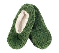 BambooMN Adult Super Soft Warm Cozy Fuzzy Soft Touch Sleeper Slippers Non-Slip Lined Socks - Green - Medium (UK Size 4-5)