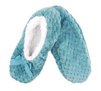 BambooMN Adult Super Soft Warm Cozy Fuzzy Soft Touch Sleeper Slippers Non-Slip Lined Socks - Greenish Blue - Medium (UK Size 4-5)