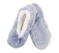 BambooMN Adult Super Soft Warm Cozy Fuzzy Soft Touch Sleeper Slippers Non-Slip Lined Socks - Light Grey Lavender - Small (UK Size 2-3)