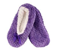 BambooMN Adult Super Soft Warm Cozy Fuzzy Soft Touch Sleeper Slippers Non-Slip Lined Socks - Lilac Spray - Medium (UK Size 4-5)