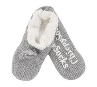 BambooMN - Adult Super Soft Warm Microfibre Cozy Fuzzy Slippers Non-Slip Lined Socks - Fancy Charcoal - Medium (UK Size 4-5)