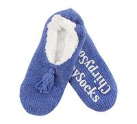 BambooMN - Adult Super Soft Warm Microfibre Cozy Fuzzy Slippers Non-Slip Lined Socks - Fancy Dark Blue - X-Large (UK Size 8-9)