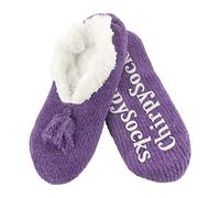 BambooMN - Adult Super Soft Warm Microfibre Cozy Fuzzy Slippers Non-Slip Lined Socks - Fancy Dark Purple - Large (UK Size 6-7)