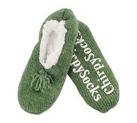 BambooMN - Adult Super Soft Warm Microfibre Cozy Fuzzy Slippers Non-Slip Lined Socks - Fancy Green - Medium (UK Size 4-5)