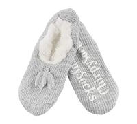 BambooMN - Adult Super Soft Warm Microfibre Cozy Fuzzy Slippers Non-Slip Lined Socks - Fancy Grey - Medium (UK Size 4-5)