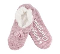 BambooMN - Adult Super Soft Warm Microfibre Cozy Fuzzy Slippers Non-Slip Lined Socks - Fancy Pink - Large (UK Size 6-7)