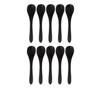 BambooMN Bamboo Black Serving Spoons, Mini Salt Spoon/Tiny Wooden Spoons for Spices, 10pcs Black Oval 3.5"