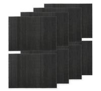 BambooMN Bamboo Placemat/Sushi Rolling Mat - 18.75" x 13" - Black, 8 pcs
