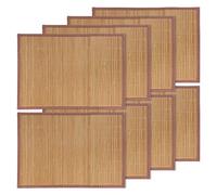 BambooMN Bamboo Slats Placemat with Fabric Border - Solid Colour Print - 18" x 13" - Brown, 8 pcs