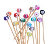 BambooMN Billiard Pool Cocktail Appetizer Ball End Picks - 3.9" (10cm) - Assorted - 100 Pieces