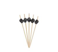 BambooMN Brand - 100 Pieces - 4.7" Decorative Dice Party End Bamboo Picks - Black
