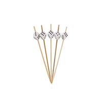 BambooMN Brand - 100 Pieces - 4.7" Decorative Dice Party End Bamboo Picks - White