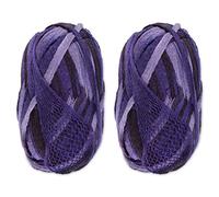 BambooMN Brand - 2 Skeins - Fishnet, Ruffle Fancy Scarf Yarn - 200g (60m), 100% Acrylic Yarn - Fused Purple