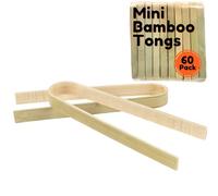 BambooMN Brand - 3.9" (10cm) Mini Bamboo Disposable Tongs - Toast Tongs - 60 pcs