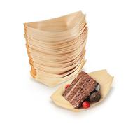 BambooMN Brand - Disposable Wood Boat Plates/Dishes, 4.3" Long x 2.5" Wide x 1" High, 1,000 Pieces