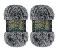 BambooMN Chunky Fluffy Faux Fur Eyelash Yarn - 100% Polyester - 100g/Skein - 2 Skeins - Black and White