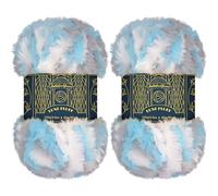 BambooMN Chunky Fluffy Faux Fur Eyelash Yarn - 100% Polyester - 100g/Skein - 2 Skeins - Heron