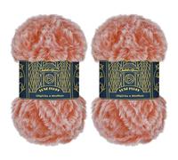 BambooMN Chunky Fluffy Faux Fur Eyelash Yarn - 100% Polyester - 100g/Skein - 2 Skeins - Red and White