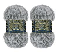 BambooMN Chunky Fluffy Faux Fur Eyelash Yarn - 100% Polyester - 100g/Skein - 2 Skeins - Strix