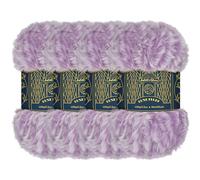 BambooMN Chunky Fluffy Faux Fur Eyelash Yarn - 100% Polyester - 100g/Skein - 4 Skeins - Lavender and White