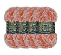 BambooMN Chunky Fluffy Faux Fur Eyelash Yarn - 100% Polyester - 100g/Skein - 4 Skeins - Red and White
