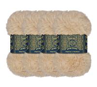 BambooMN Chunky Fluffy Faux Fur Eyelash Yarn - 100% Polyester - 100g/Skein - 4 Skeins - Sand