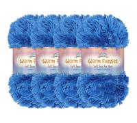 BambooMN Chunky Fluffy Soft Fur Eyelash Yarn - 100% Polyester - Sapphire - 4 Skeins
