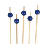 BambooMN Decorative Ball End Cocktail Fruit Sandwich Picks Skewers for Catered Events, Holiday's, Restaurants or Buffets Party Supplies - 4.7" Blue, 100 pcs