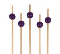 BambooMN Decorative Ball End Cocktail Fruit Sandwich Picks Skewers for Catered Events, Holiday's, Restaurants or Buffets Party Supplies - 4.7" Purple, 100 pcs