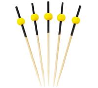 BambooMN Decorative Ball End Cocktail Fruit Sandwich Picks Skewers for Catered Events, Holiday's, Restaurants or Buffets Party Supplies - 2.75" Bright Yellow, 100 Pieces