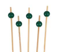 BambooMN Decorative Ball End Cocktail Fruit Sandwich Picks Skewers for Catered Events, Holiday's, Restaurants or Buffets Party Supplies - 4.7" Green, 100 pcs