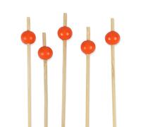 BambooMN Decorative Ball End Cocktail Fruit Sandwich Picks Skewers for Catered Events, Holiday's, Restaurants or Buffets Party Supplies - 4.7" Orange, 100 pcs