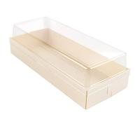 BambooMN Disposable Wood Box With Lid - 7.9"x3.3" - 100 Pieces - Rectangle