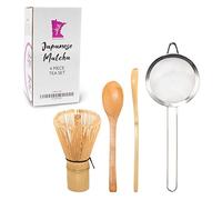 BambooMN Japanese Matcha Tea Set - Chasen + Strainer + Spoon + Scoop - 1 Set